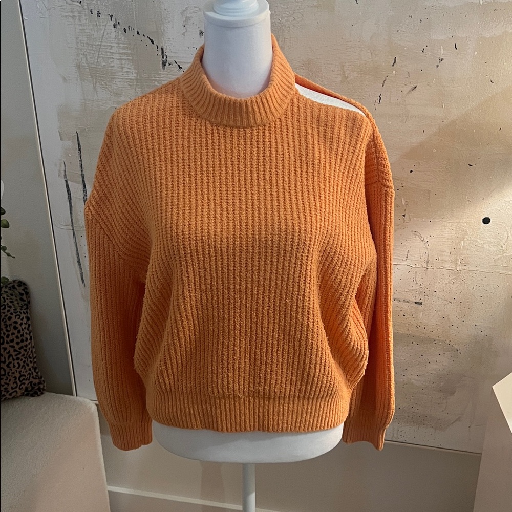 BB DAKOTA Orange Knit Cold Shoulder  Sweater